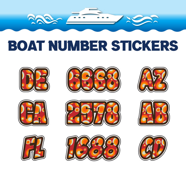 Custom Boat Registration Numbers Stickers Letter Decal 2pcs - Dot Red C208