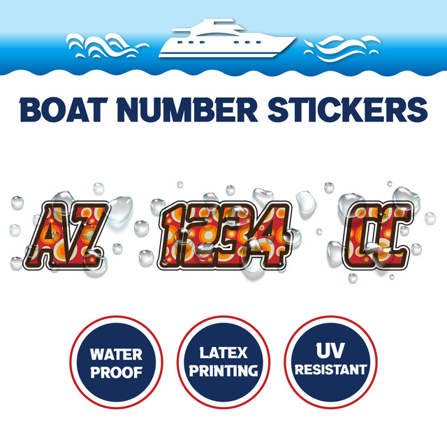 Custom Boat Registration Numbers Stickers Letter Decal 2pcs - Dot Red C208