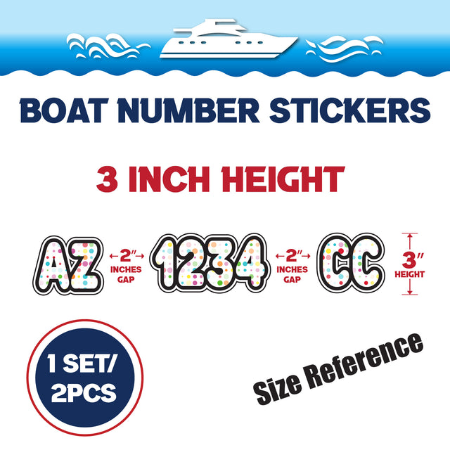 Custom Boat Registration Numbers Stickers Letter Decal 2pcs - Dot Colorful C209