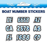 Custom Boat Registration Numbers Stickers Letter Decal 2pcs - Dot Blue C210