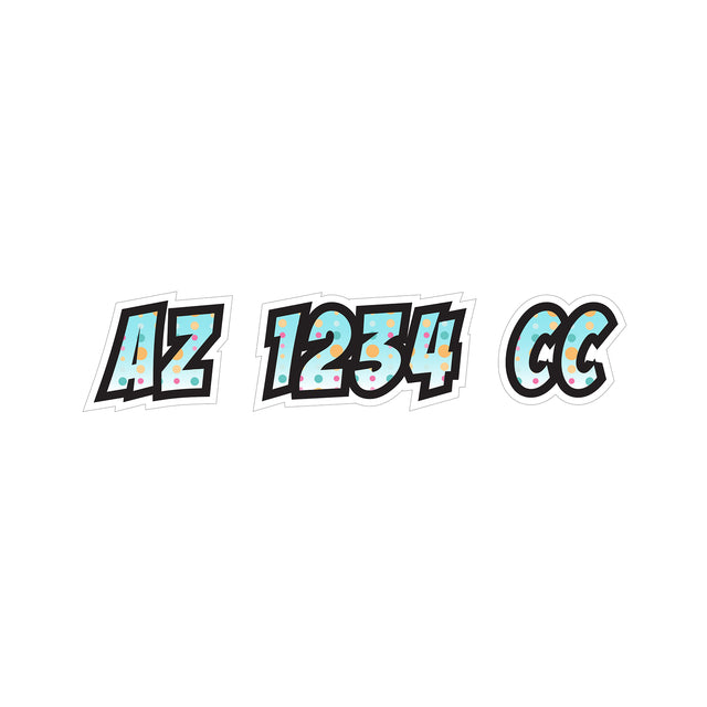 Custom Boat Registration Numbers Stickers Letter Decal 2pcs - Dot Colorful C211