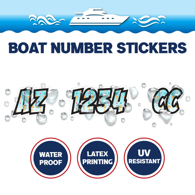 Custom Boat Registration Numbers Stickers Letter Decal 2pcs - Dot Colorful C211