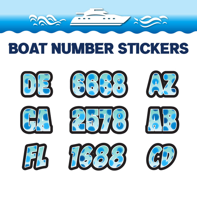 Custom Boat Registration Numbers Stickers Letter Decal 2pcs - Dot Blue C212