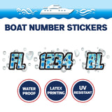 Custom Boat Registration Numbers Stickers Letter Decal 2pcs - Dot Blue C212