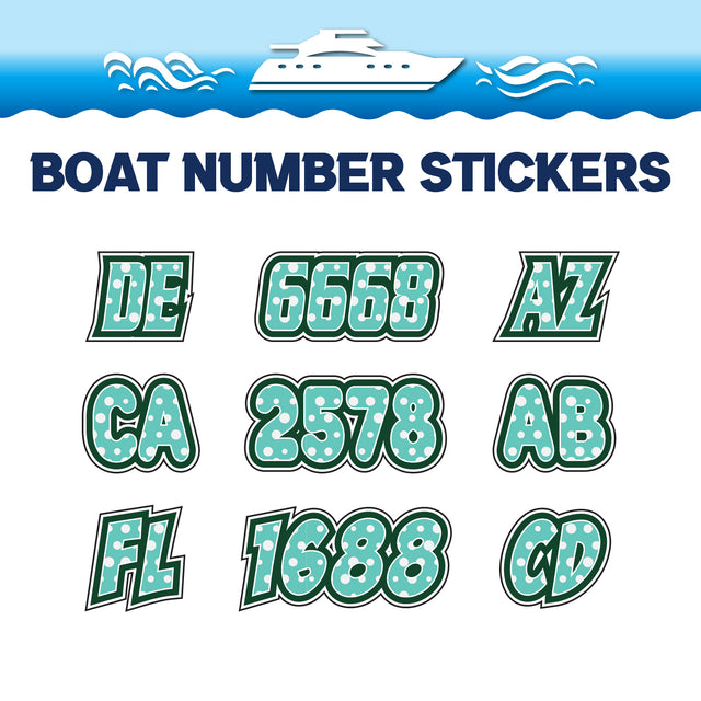 Custom Boat Registration Numbers Stickers Letter Decal 2pcs - Dot Green C213