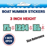 Custom Boat Registration Numbers Stickers Letter Decal 2pcs - Dot Green C213