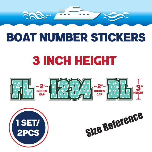 Custom Boat Registration Numbers Stickers Letter Decal 2pcs - Dot Green C213