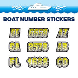 Custom Boat Registration Numbers Stickers Letter Decal 2pcs - Dot Yellow C214