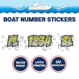 Custom Boat Registration Numbers Stickers Letter Decal 2pcs - Dot Yellow C214