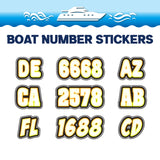 Custom Boat Registration Numbers Stickers Letter Decal 2pcs - Lighting Yellow C215