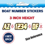 Custom Boat Registration Numbers Stickers Letter Decal 2pcs - Lighting Yellow C215