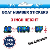 Custom Boat Registration Numbers Stickers Letter Decal 2pcs - Lighting Blue C216