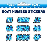 Custom Boat Registration Numbers Stickers Letter Decal 2pcs - Lighting Blue C217