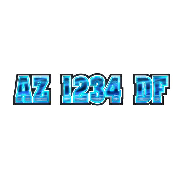 Custom Boat Registration Numbers Stickers Letter Decal 2pcs - Lighting Blue C217