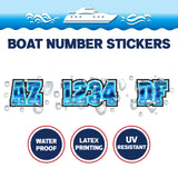 Custom Boat Registration Numbers Stickers Letter Decal 2pcs - Lighting Blue C217