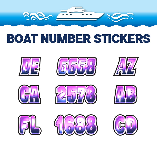 Custom Boat Registration Numbers Stickers Letter Decal 2pcs - Lighting Purple C218