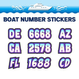 Custom Boat Registration Numbers Stickers Letter Decal 2pcs - Lighting Blue Pink C219