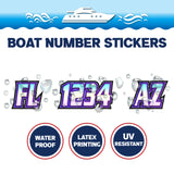 Custom Boat Registration Numbers Stickers Letter Decal 2pcs - Lighting Blue Pink C219