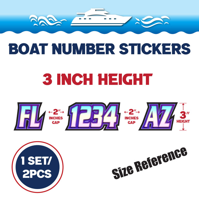 Custom Boat Registration Numbers Stickers Letter Decal 2pcs - Lighting Blue Pink C219