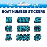 Custom Boat Registration Numbers Stickers Letter Decal 2pcs - Lighting Blue C220