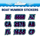 Custom Boat Registration Numbers Stickers Letter Decal 2pcs - Lighting Purple Blue C221