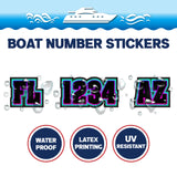 Custom Boat Registration Numbers Stickers Letter Decal 2pcs - Lighting Purple Blue C221