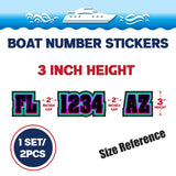 Custom Boat Registration Numbers Stickers Letter Decal 2pcs - Lighting Purple Blue C221