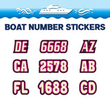 Custom Boat Registration Numbers Stickers Letter Decal 2pcs - Lighting Yellow Red C222