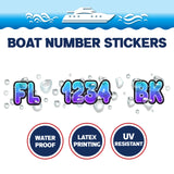 Custom Boat Registration Numbers Stickers Letter Decal 2pcs - Lighting Blue Purple C223