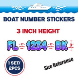 Custom Boat Registration Numbers Stickers Letter Decal 2pcs - Lighting Blue Purple C223