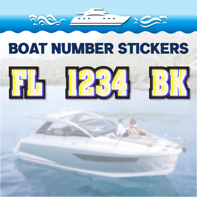 Custom Boat Registration Numbers Stickers Letter Decal 2pcs - Lighting Yellow C224