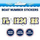 Custom Boat Registration Numbers Stickers Letter Decal 2pcs - Lighting Yellow C224