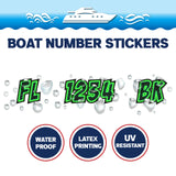 Custom Boat Registration Numbers Stickers Letter Decal 2pcs - Lighting Green C225