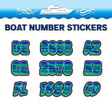 Custom Boat Registration Numbers Stickers Letter Decal 2pcs - Lighting Blue Green C226