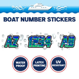 Custom Boat Registration Numbers Stickers Letter Decal 2pcs - Lighting Blue Green C226