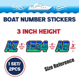 Custom Boat Registration Numbers Stickers Letter Decal 2pcs - Lighting Blue Green C226