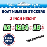 Custom Boat Registration Numbers Stickers Letter Decal 2pcs - Lighting Green C227