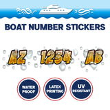 Custom Boat Registration Numbers Stickers Letter Decal 2pcs - Lighting Brown C228