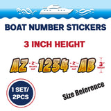 Custom Boat Registration Numbers Stickers Letter Decal 2pcs - Lighting Brown C228