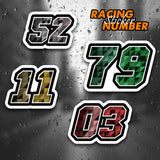 Stand out from the pack with our unique racing number designs. Waterproof, Durable, Cost-effective, Easy to apply, Removable and Lamination.