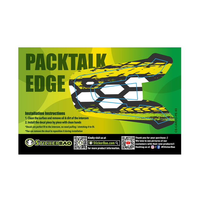 For Cardo Packtalk Edge Neo Pro Skin Stickers Graphics Decal Protection Green Yellow Geometric  Motorcycle Accessories