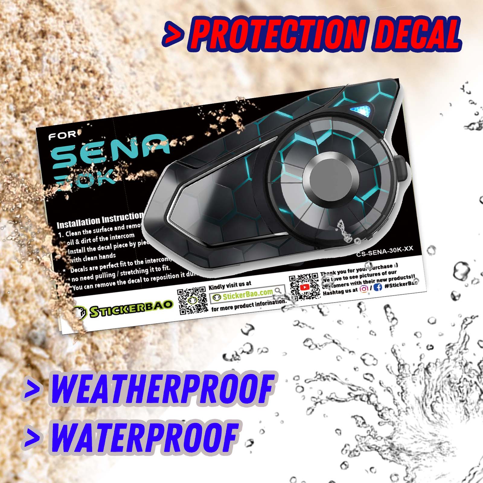 For SENA 30K HD Communication System Use Protection Decal