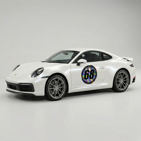 Custom Iridescent Racing Number Stickers for Cars (Set of 2) - RCC001 - StickerBao Wheel Sticker Store