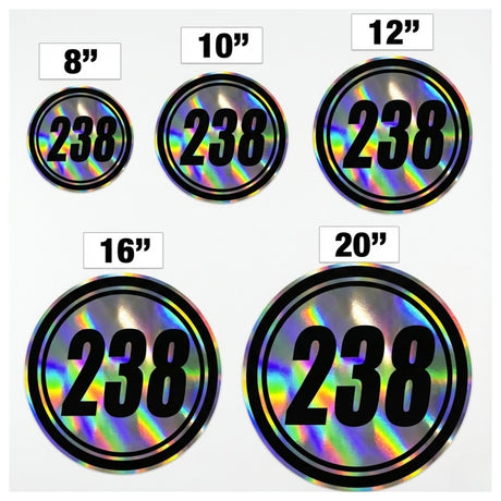 Custom Iridescent Racing Number Stickers for Cars (Set of 2) - RCC001 - StickerBao Wheel Sticker Store