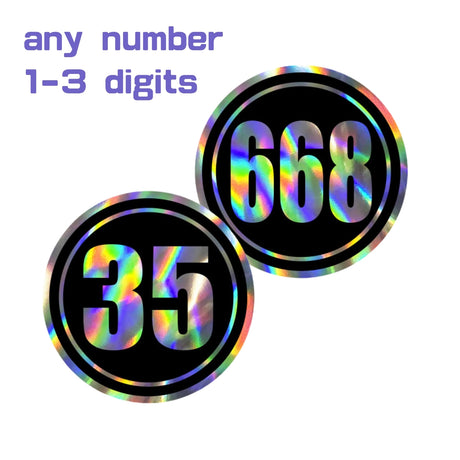 Custom Iridescent Racing Number Stickers for Cars (Set of 2) - RCC002 - StickerBao Wheel Sticker Store