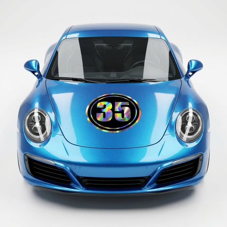 Custom Iridescent Racing Number Stickers for Cars (Set of 2) - RCC002 - StickerBao Wheel Sticker Store