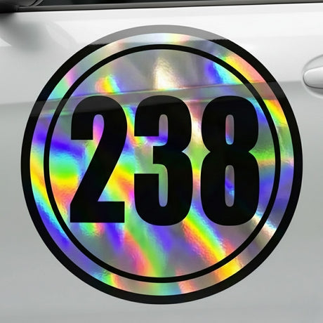 Custom Iridescent Racing Number Stickers for Cars (Set of 2) - RCC003 - StickerBao Wheel Sticker Store