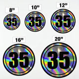 Custom Iridescent Racing Number Stickers for Cars (Set of 2) - RCC003 - StickerBao Wheel Sticker Store
