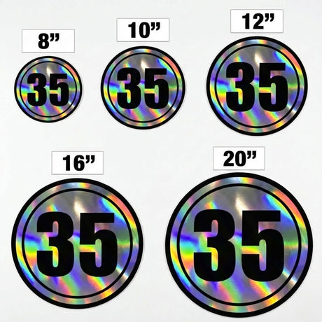 Custom Iridescent Racing Number Stickers for Cars (Set of 2) - RCC003 - StickerBao Wheel Sticker Store
