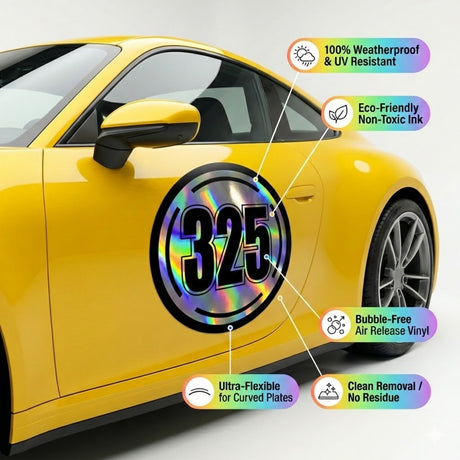 Custom Iridescent Racing Number Stickers for Cars (Set of 2) - RCC004 - StickerBao Wheel Sticker Store